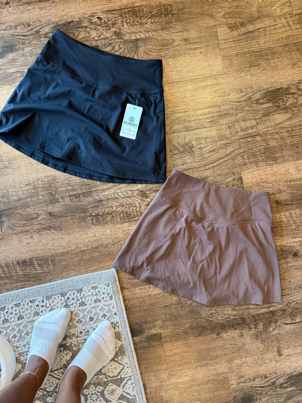 Black Athletic Skirt and Brown Skort Duo